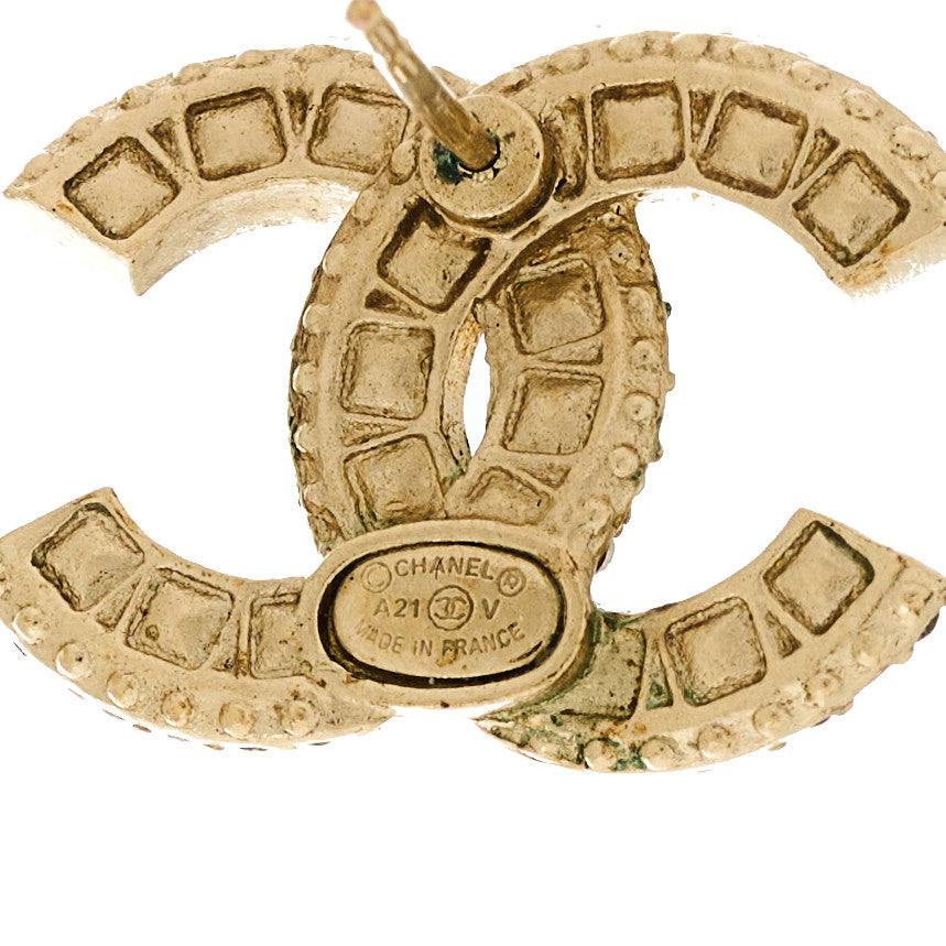 Crystal Timeless CC Earrings Light Gold