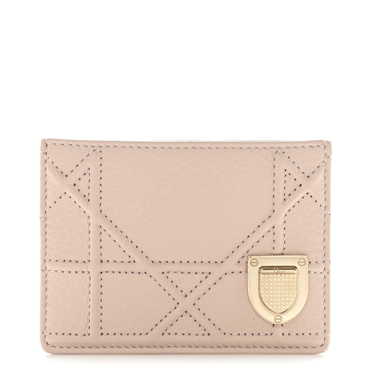 Grained Calfskin Cannage Diorama Card Holder Rose Poudre