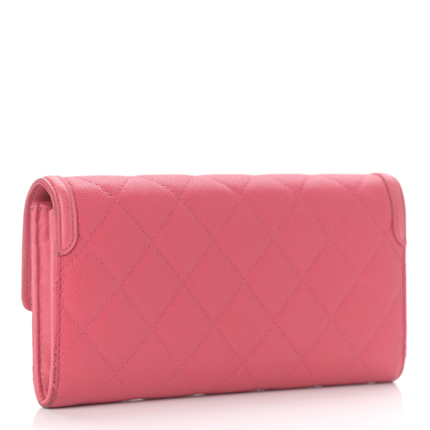 Chanel Caviar Quilted Large Filigree Gusset Flap Wallet Pink 3 of 14