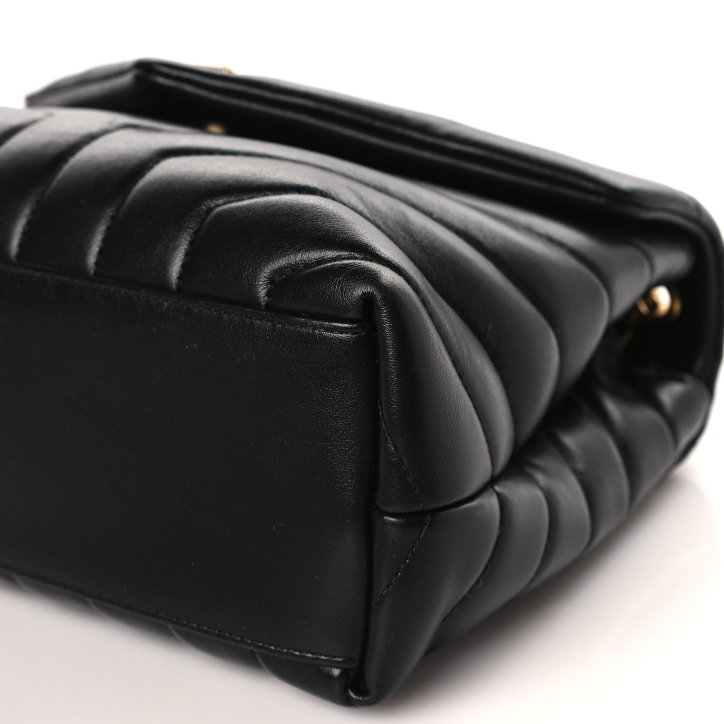 Calfskin Y Quilted Monogram Small Loulou Chain Satchel Black