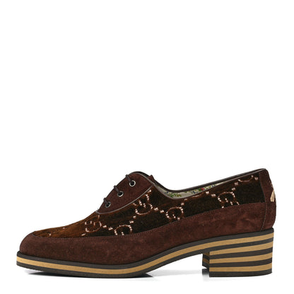 Gucci Velvet GG Monogram Thompson Derby Loafers 40.5 Vintage Cocoa Brown 1 of 10