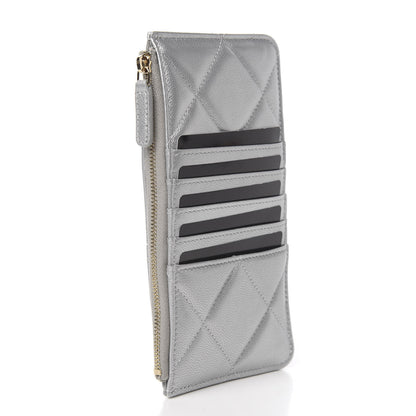 Chanel Metallic Goatskin Quilted 19 Flat Wallet Pouch Silver 2 of 7