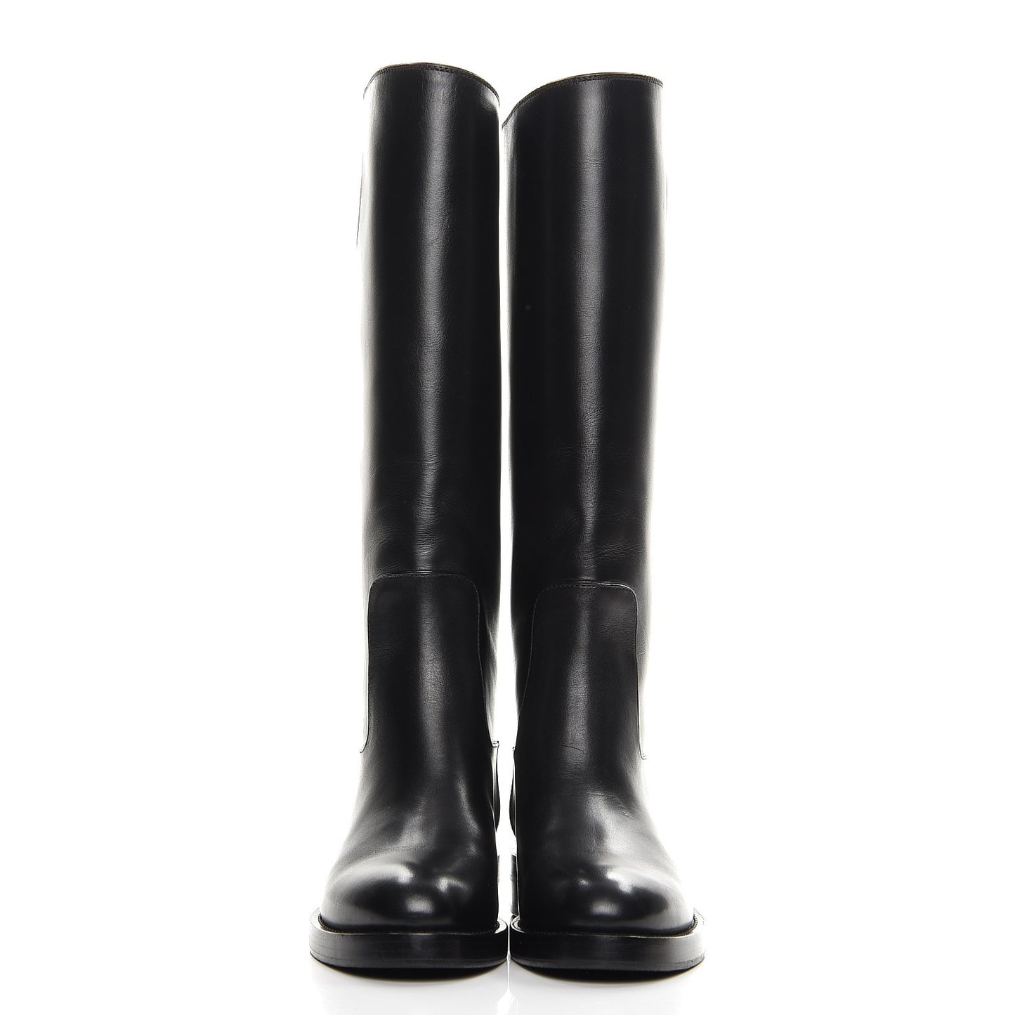 Calfskin Overdrive Flat High Boots 35 Black