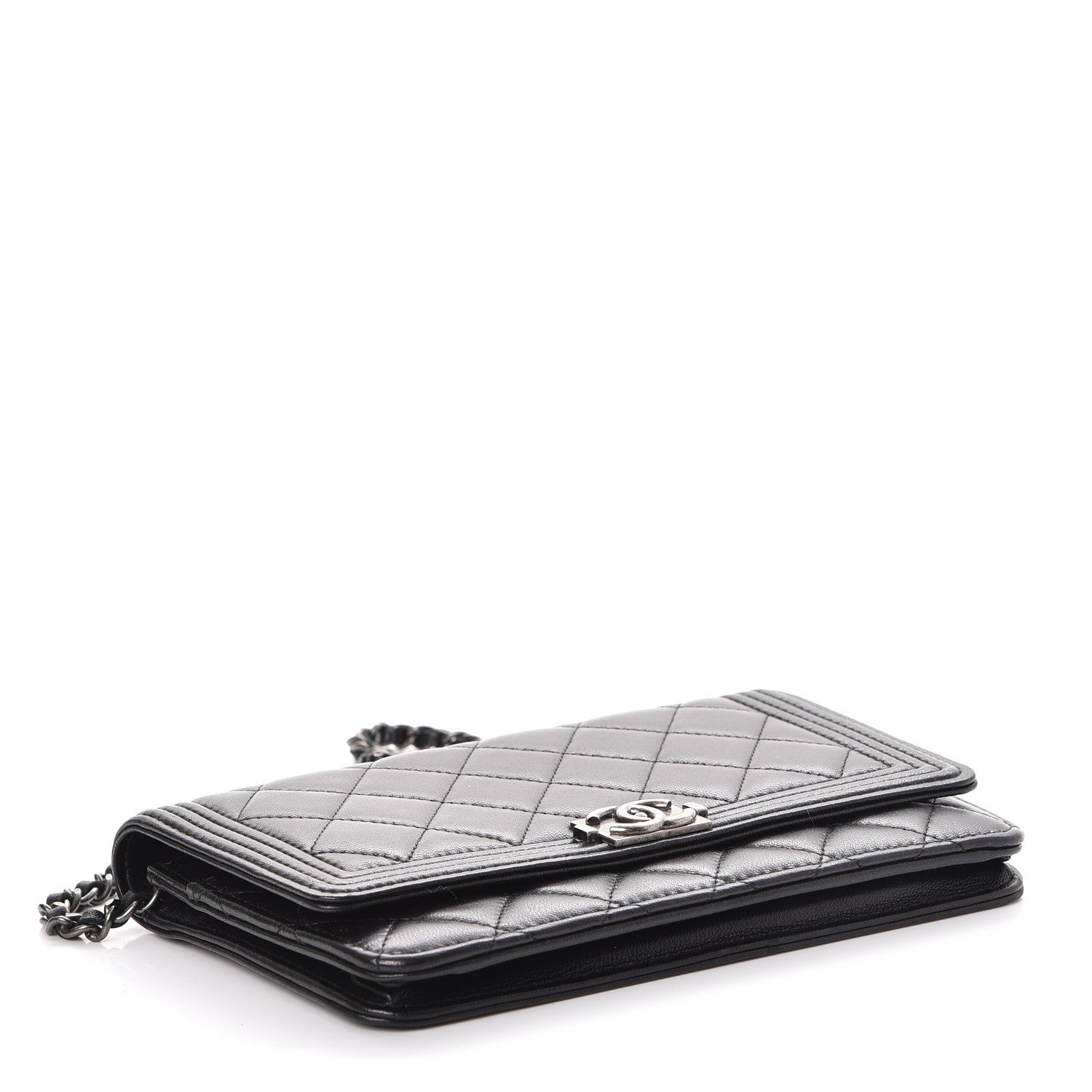 Chanel Lambskin Quilted Boy Wallet On Chain WOC Black 4 of 10