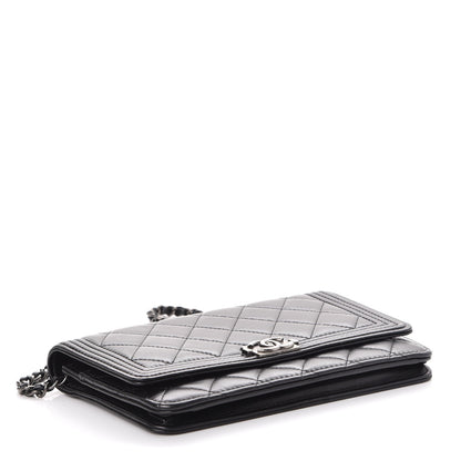Chanel Lambskin Quilted Boy Wallet On Chain WOC Black 4 of 10