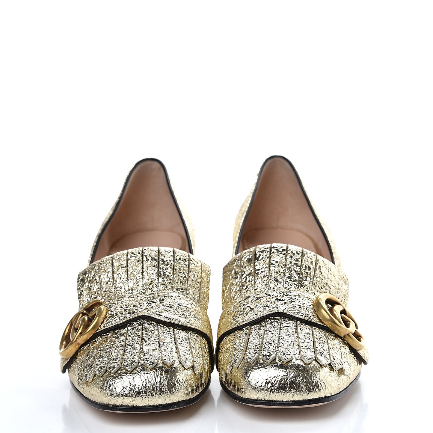 Galassia GG Marmont Fringe 50mm Loafer Pumps 37 Platino