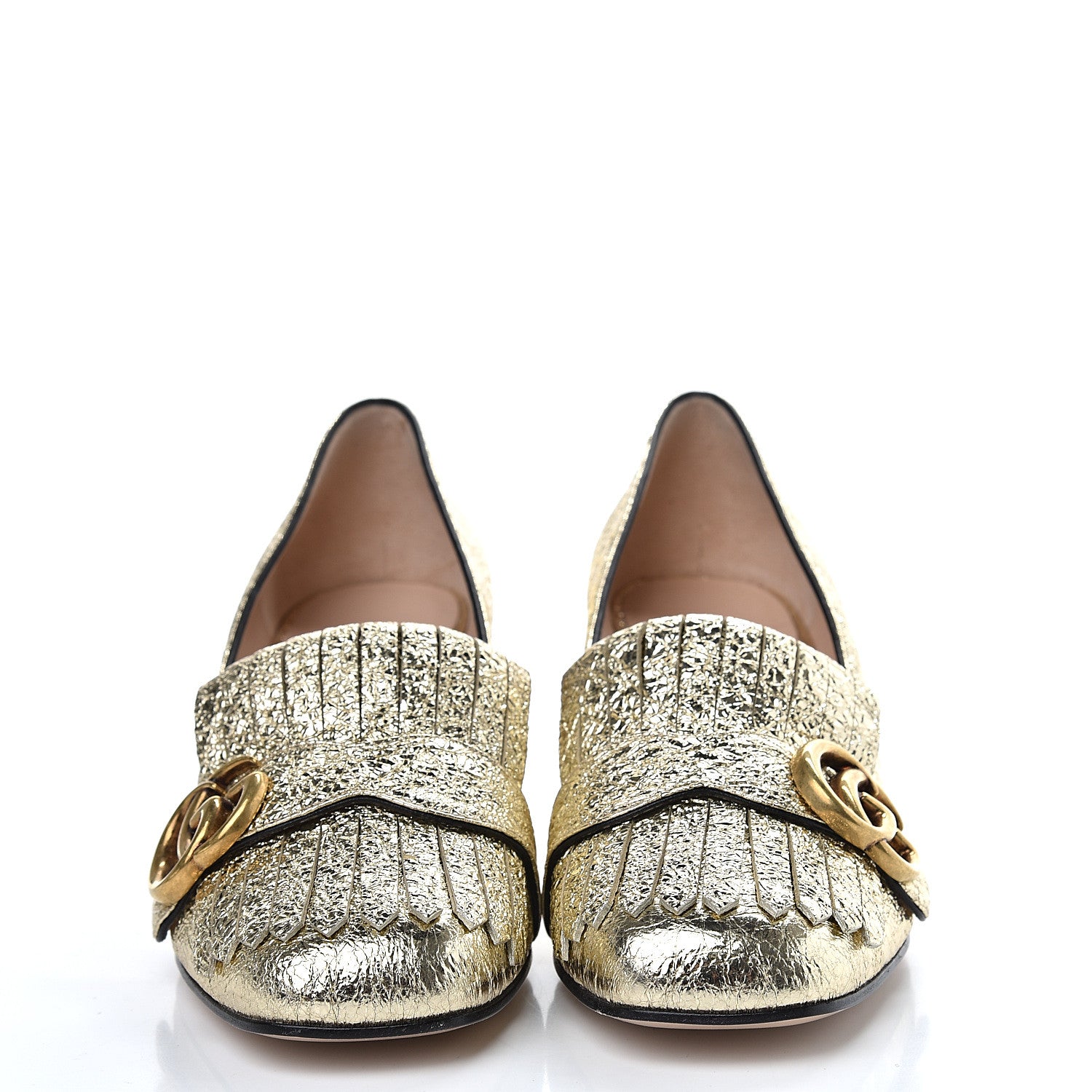 Gucci Galassia GG Marmont Fringe 50mm Loafer Pumps 37 Platino 2 of 10