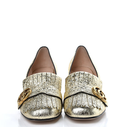 Gucci Galassia GG Marmont Fringe 50mm Loafer Pumps 37 Platino 2 of 10