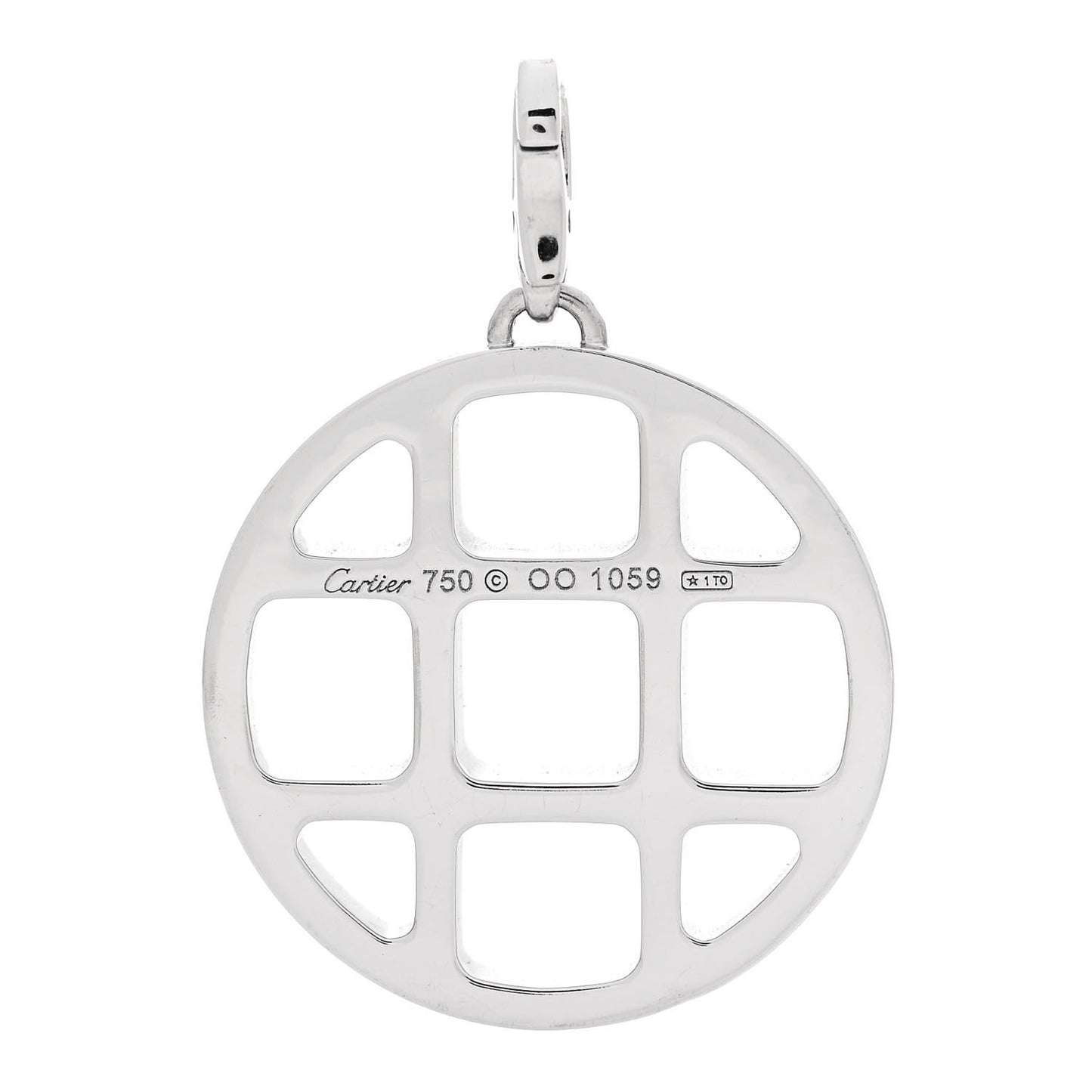 18K White Gold Diamond Pasha de Cartier Grid Charm Pendant