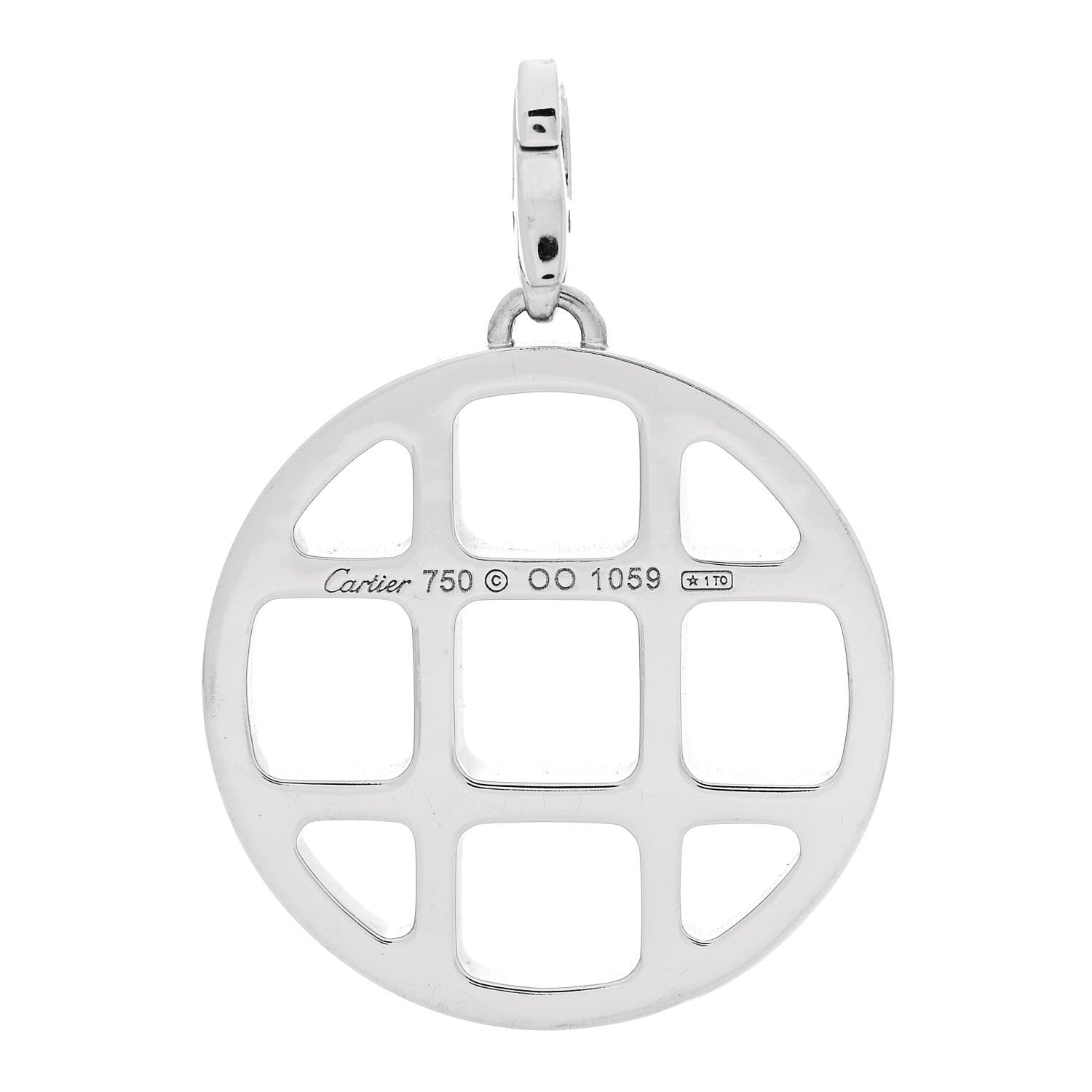 Cartier 18K White Gold Diamond Pasha de Cartier Grid Charm Pendant 3 of 4