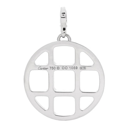 Cartier 18K White Gold Diamond Pasha de Cartier Grid Charm Pendant 3 of 4