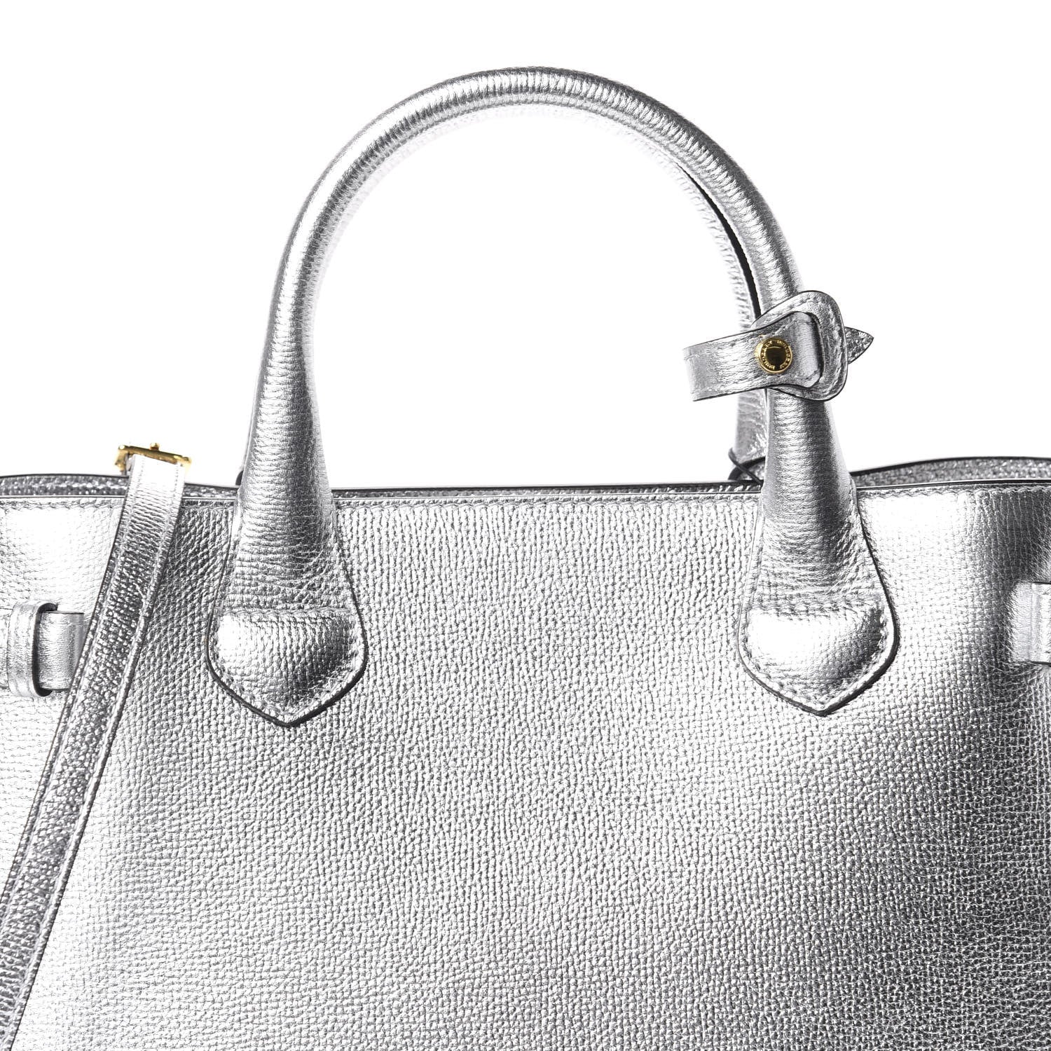 Burberry Metallic Grainy Calfskin House Check Medium Banner Tote Silver 9 of 9