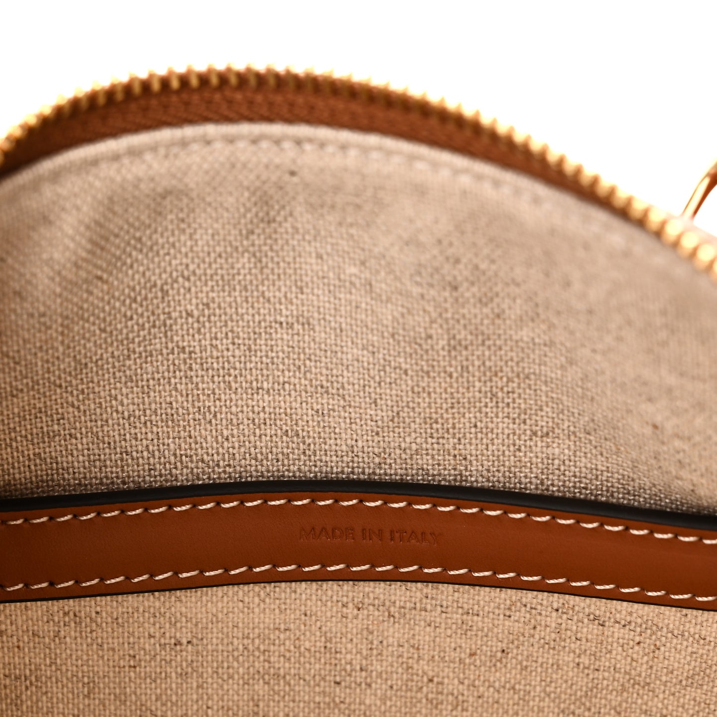 Triomphe Textile Calfskin Striped Small Boston Bag Natural Tan