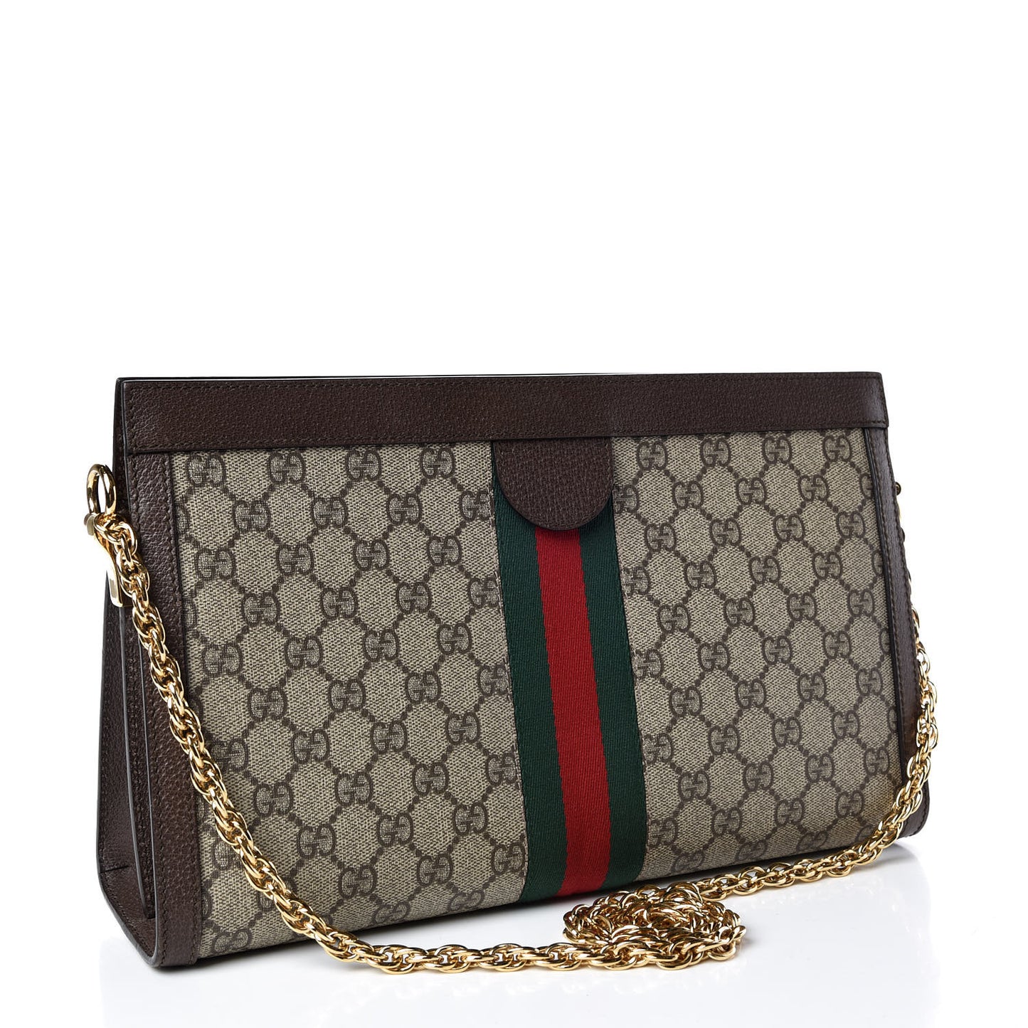 GG Supreme Monogram Web Medium Ophidia Chain Shoulder Bag Brown