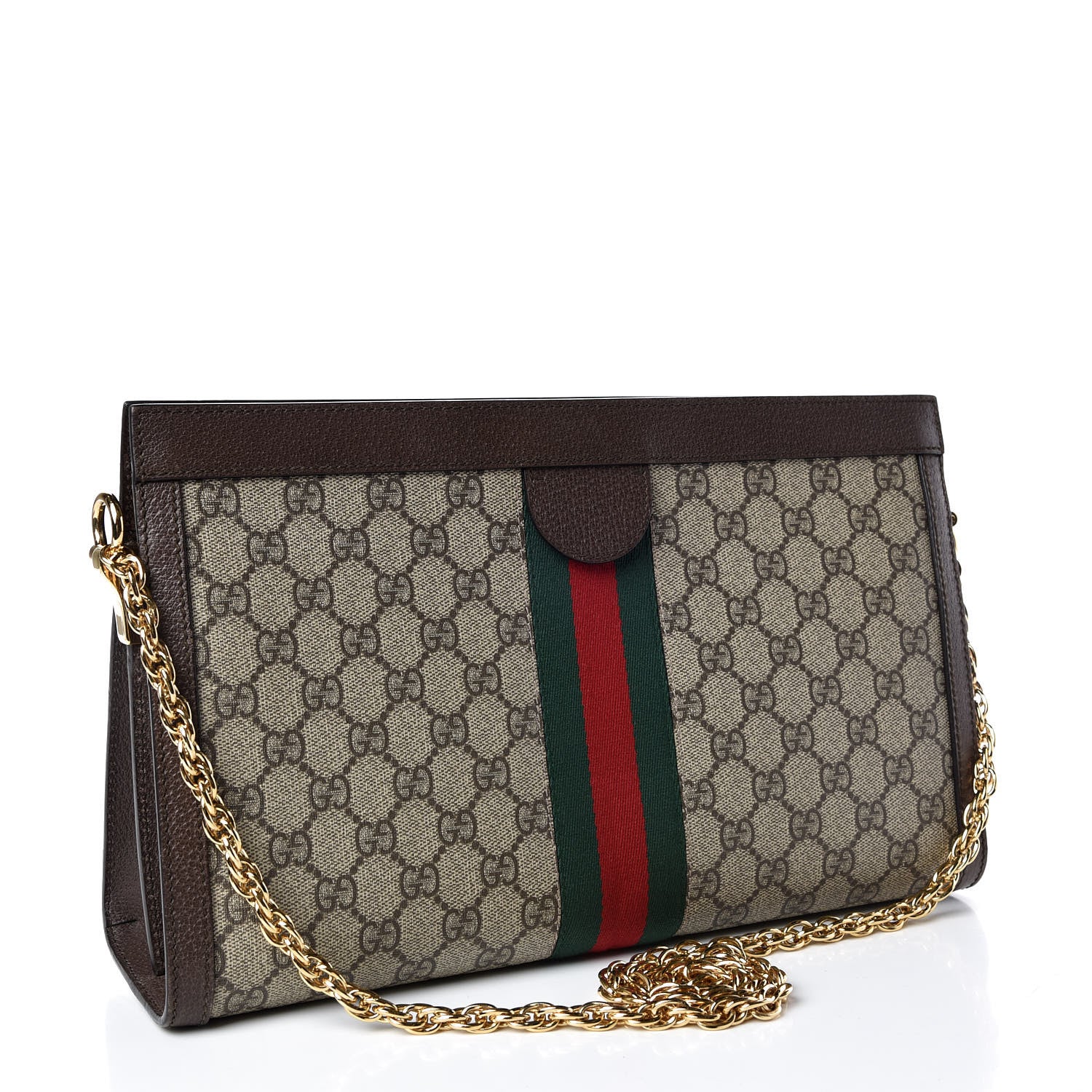 Gucci GG Supreme Monogram Web Medium Ophidia Chain Shoulder Bag Brown 3 of 13