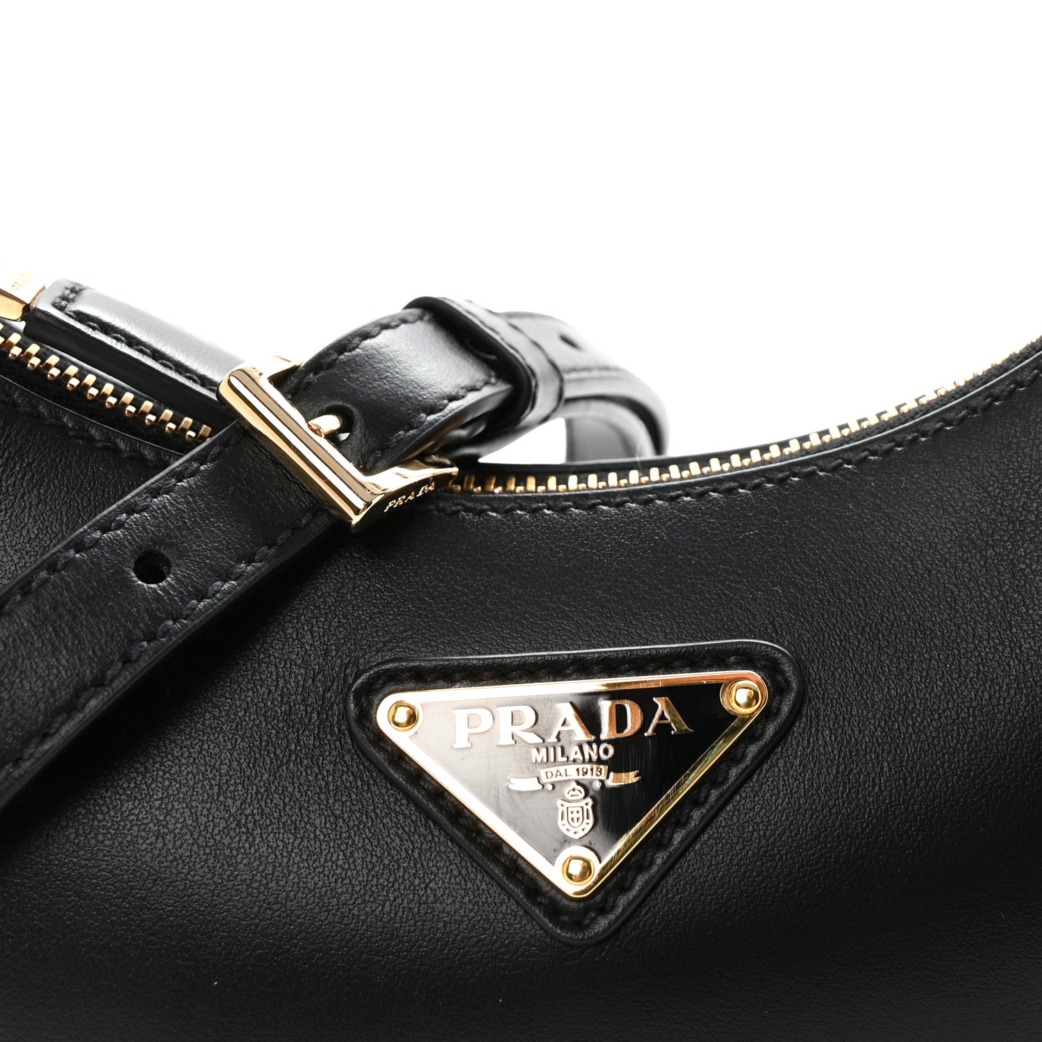 Prada Soft Calfskin Arque Shoulder Bag Black 7 of 9