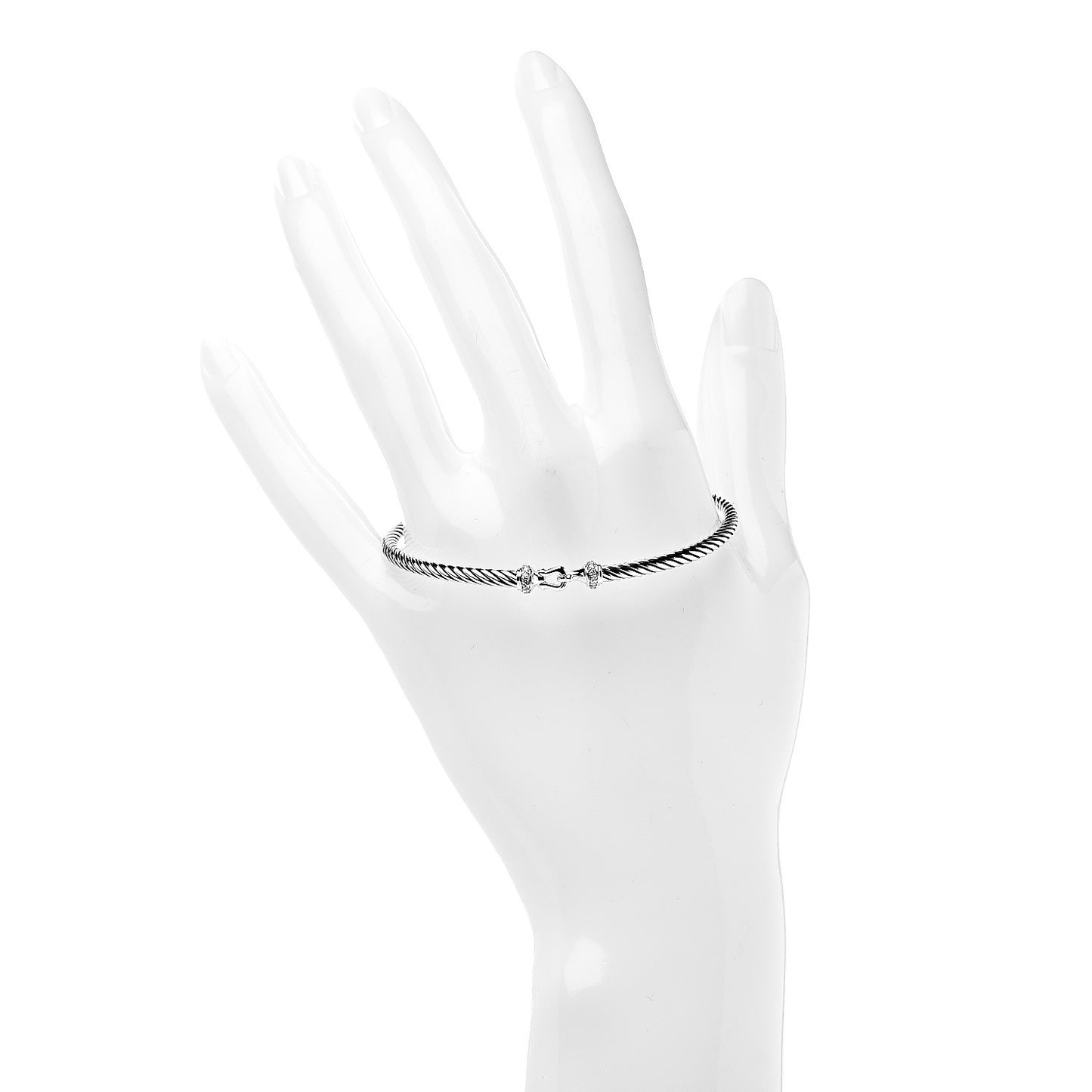 Sterling Silver Diamond 3mm Cable Buckle Bracelet