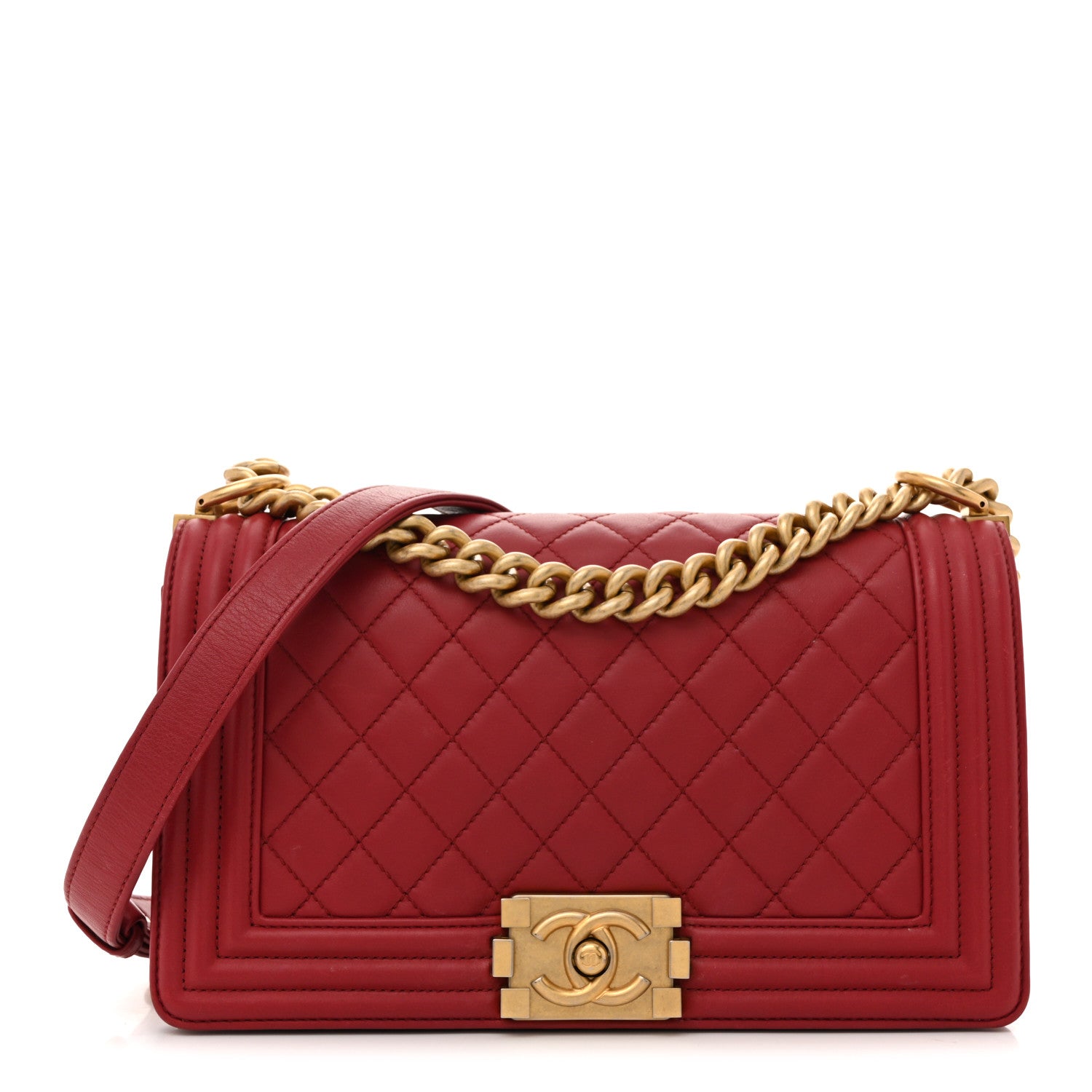 Chanel Lambskin Quilted Medium Boy Flap Dark Red 1 of 16