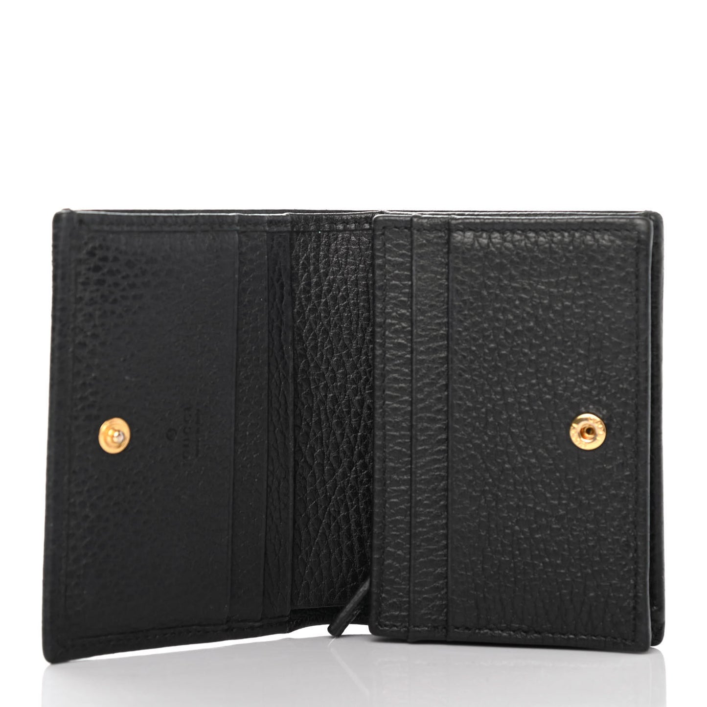 Pebbled Calfskin GG Marmont Card Case Black