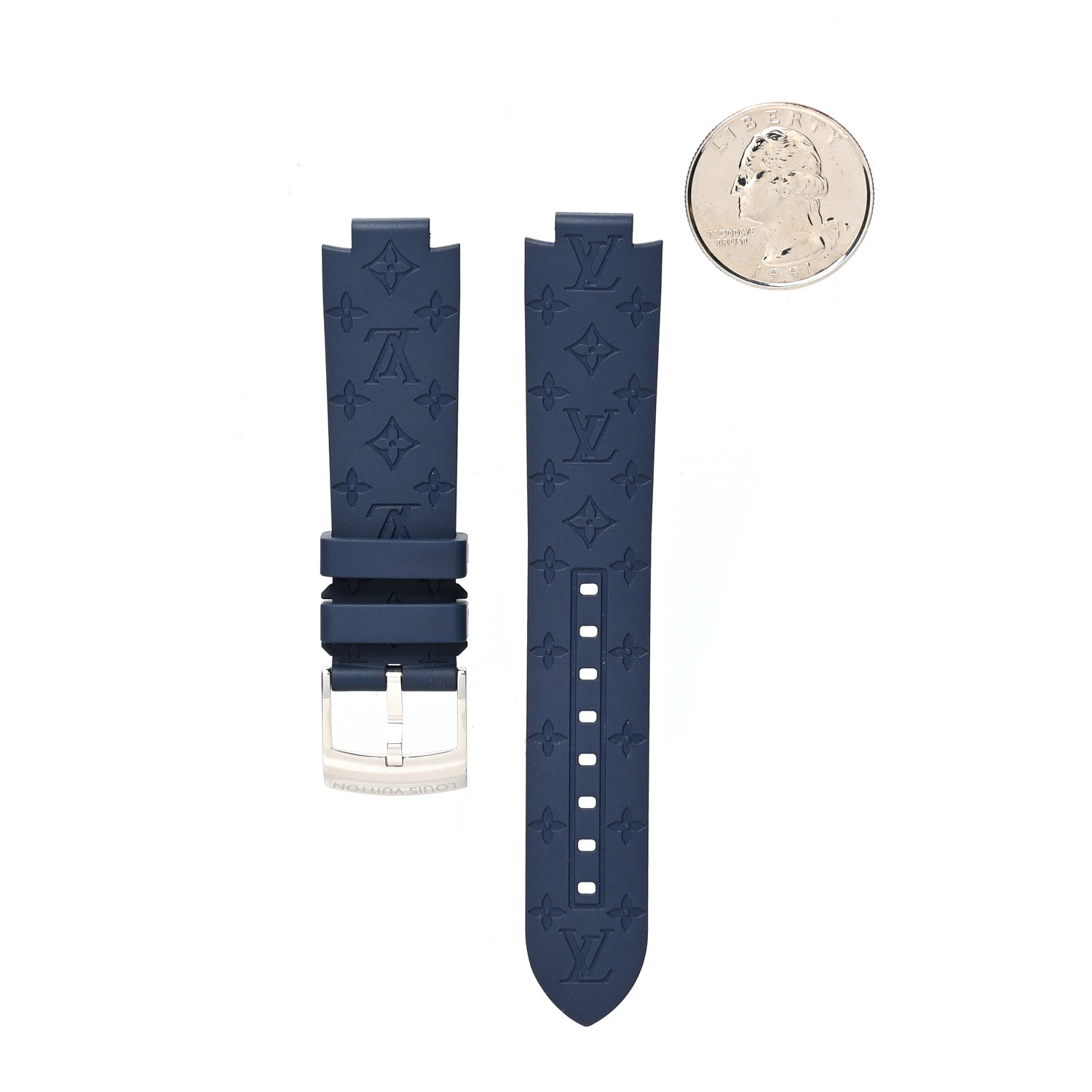 Louis Vuitton Rubber Monogram Tambour Watch Strap Navy 2 of 4