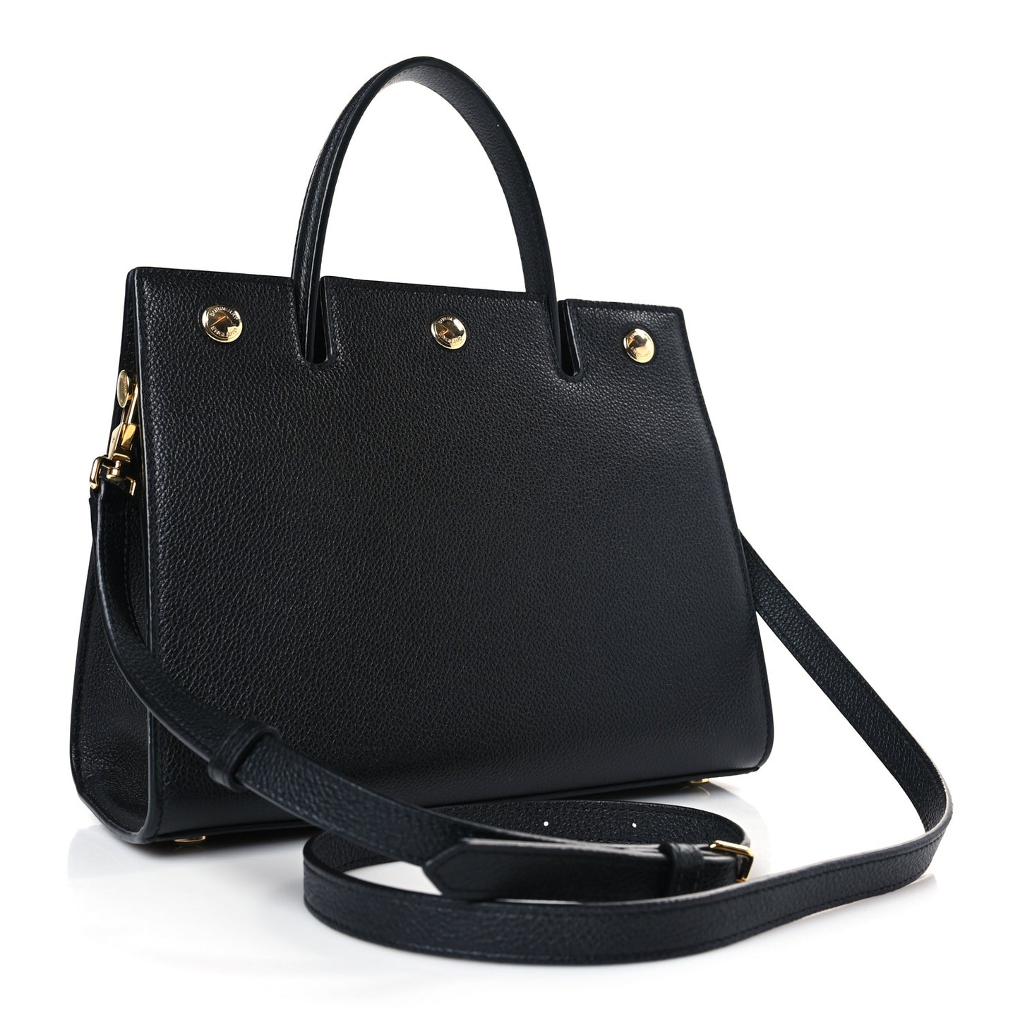 Grainy Calfskin Mini Two Handle Title Bag Black
