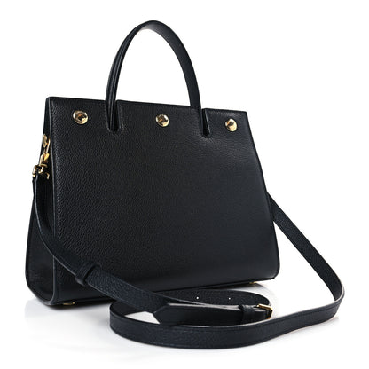 Burberry Grainy Calfskin Mini Two Handle Title Bag Black 3 of 9