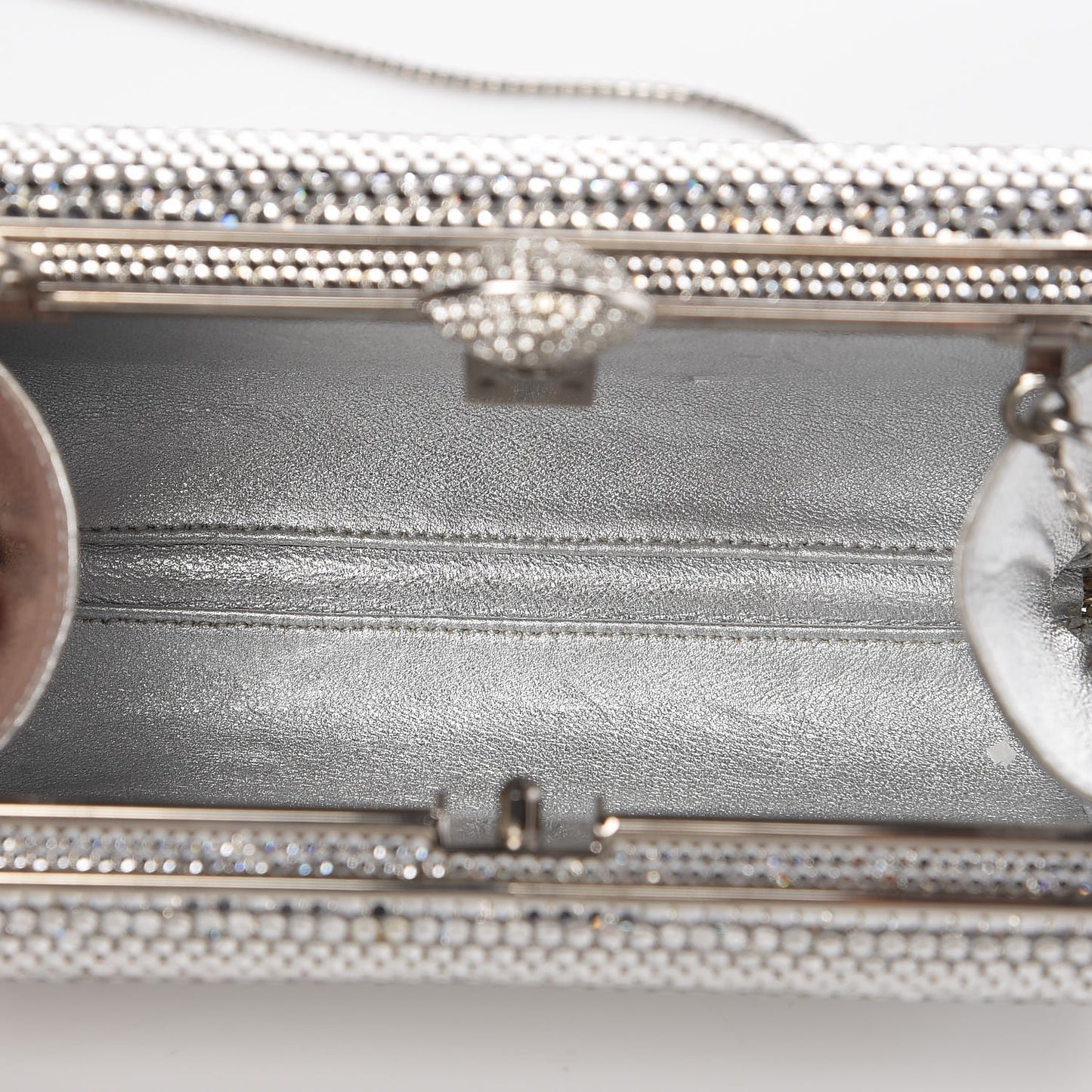 Swarovski Crystal Minaudiere Clutch Silver