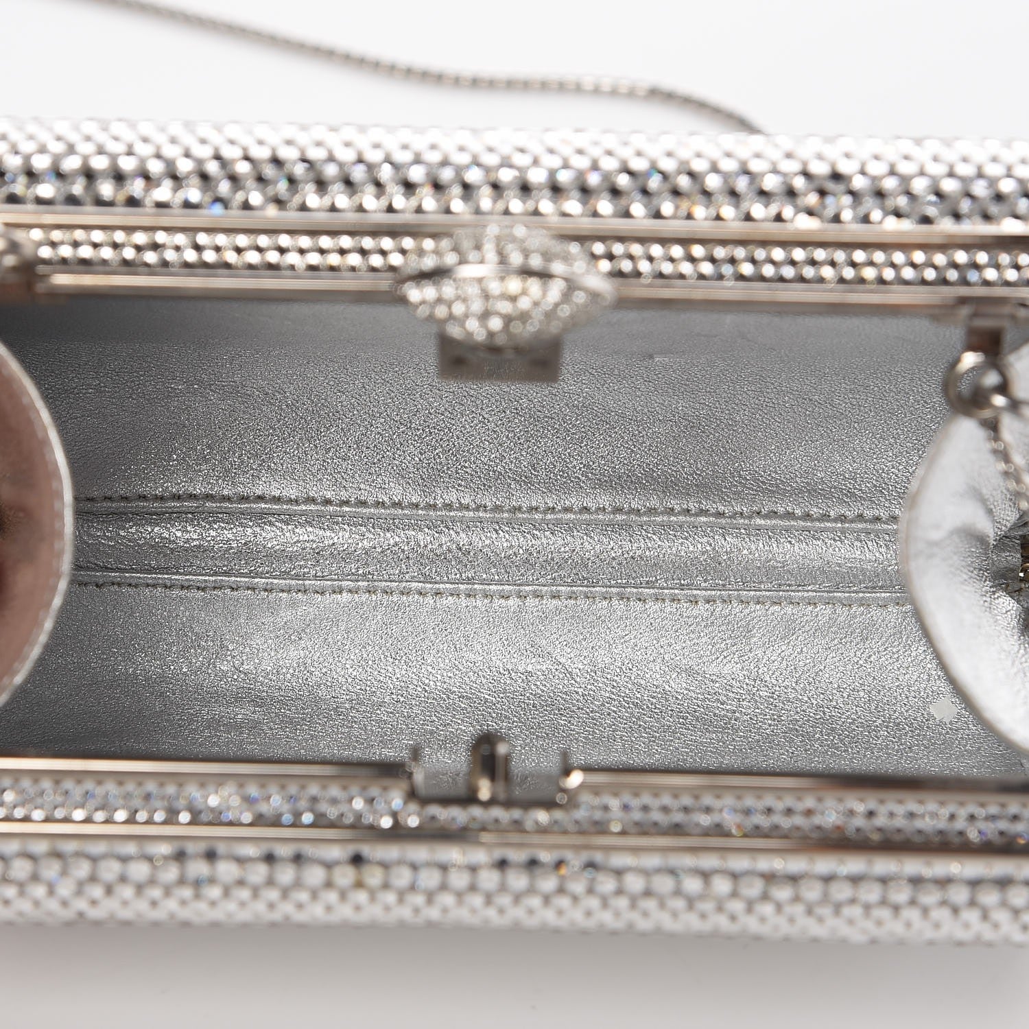 Judith Leiber Swarovski Crystal Minaudiere Clutch Silver 5 of 6