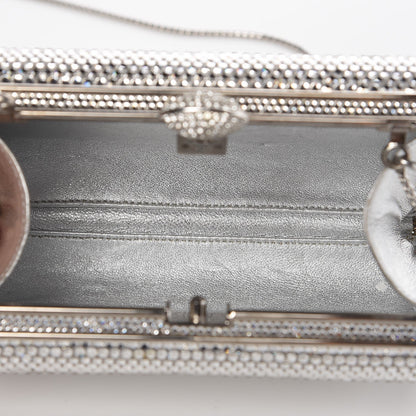 Judith Leiber Swarovski Crystal Minaudiere Clutch Silver 5 of 6