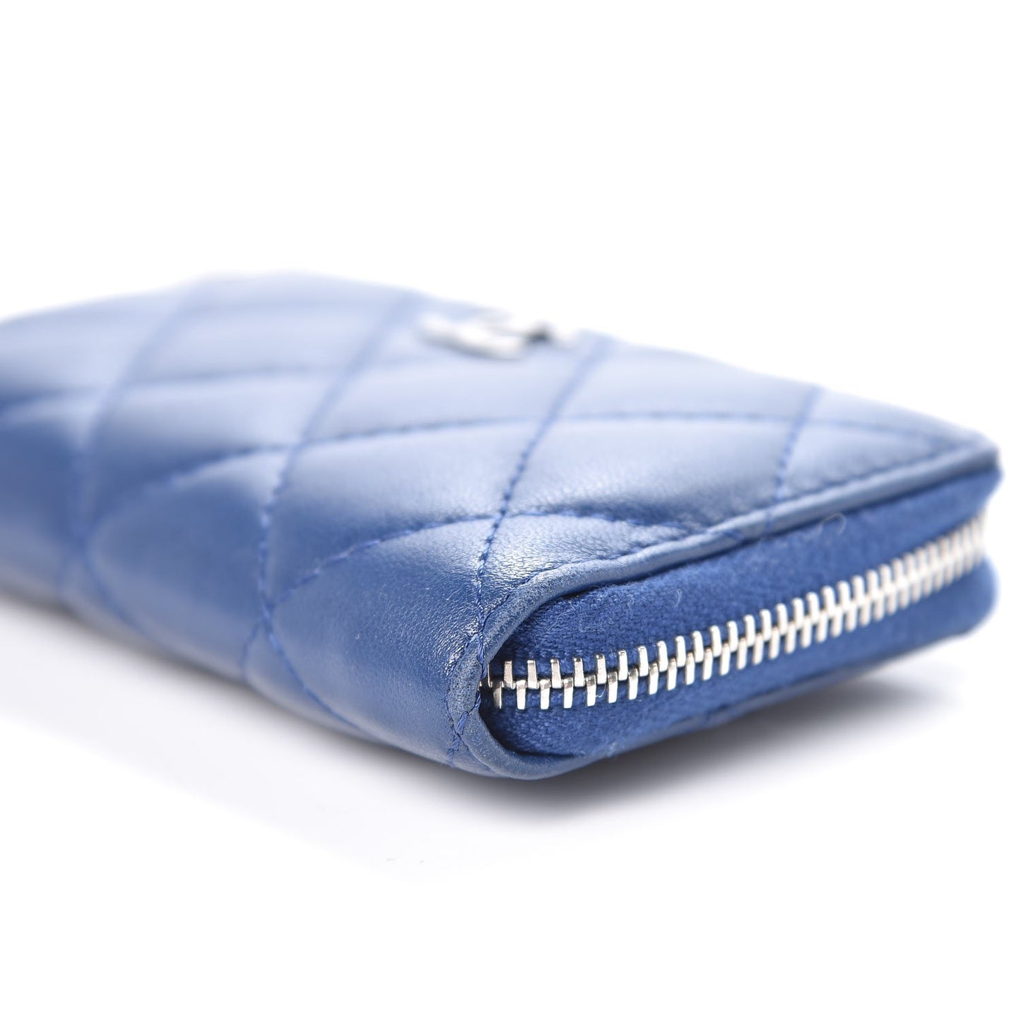 Lambskin Quilted Key Holder Case Blue