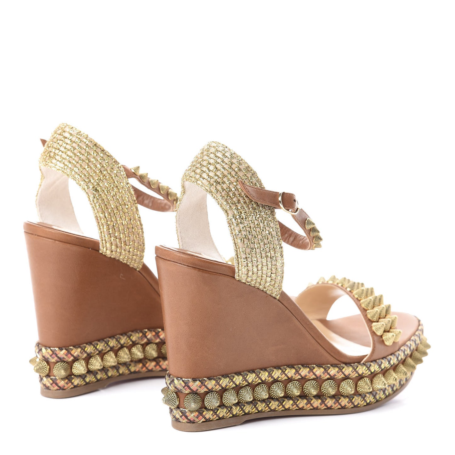 Calfskin Cordorella 110 Wedge Sandals 38 Version Cuoio