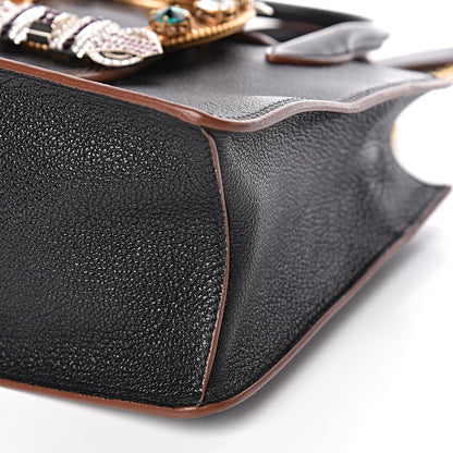 Miu Miu Goatskin Madras Soft Calf Crystal Embellished Tote Black 10 of 11