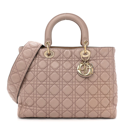 Christian Dior Grained Calfskin Cannage Large Lady Dior Light Pink 1 of 12