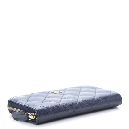 Chanel Caviar Quilted Medium Zip Around Wallet Dark Blue 4 of 9