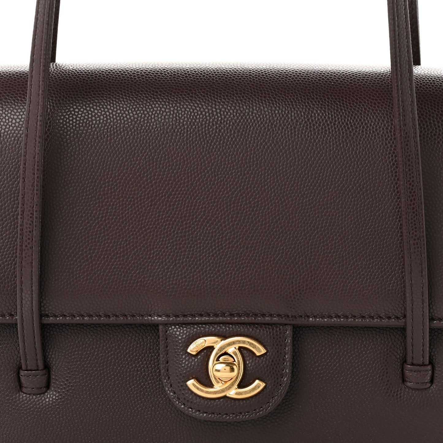 Shiny Caviar Preppy Coco Small Flap Dark Brown