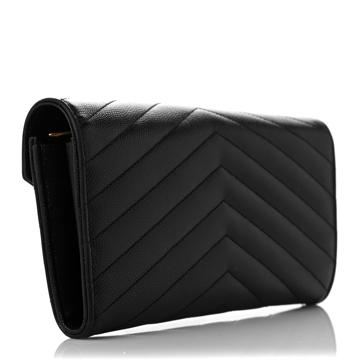 Grain De Poudre Matelasse Chevron Monogram Flap Wallet Black