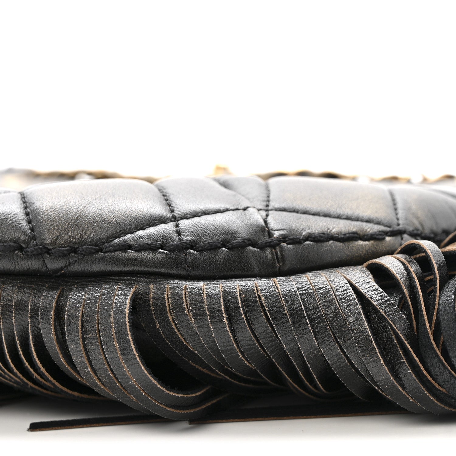 Chanel Calfskin Quilted Into The Fringe Hobo Black Gold 10 of 15