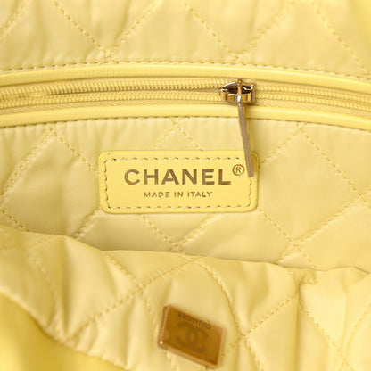 Chanel Shiny Calfskin Eyelet CC Small Chanel 22 Light Yellow 7 of 11