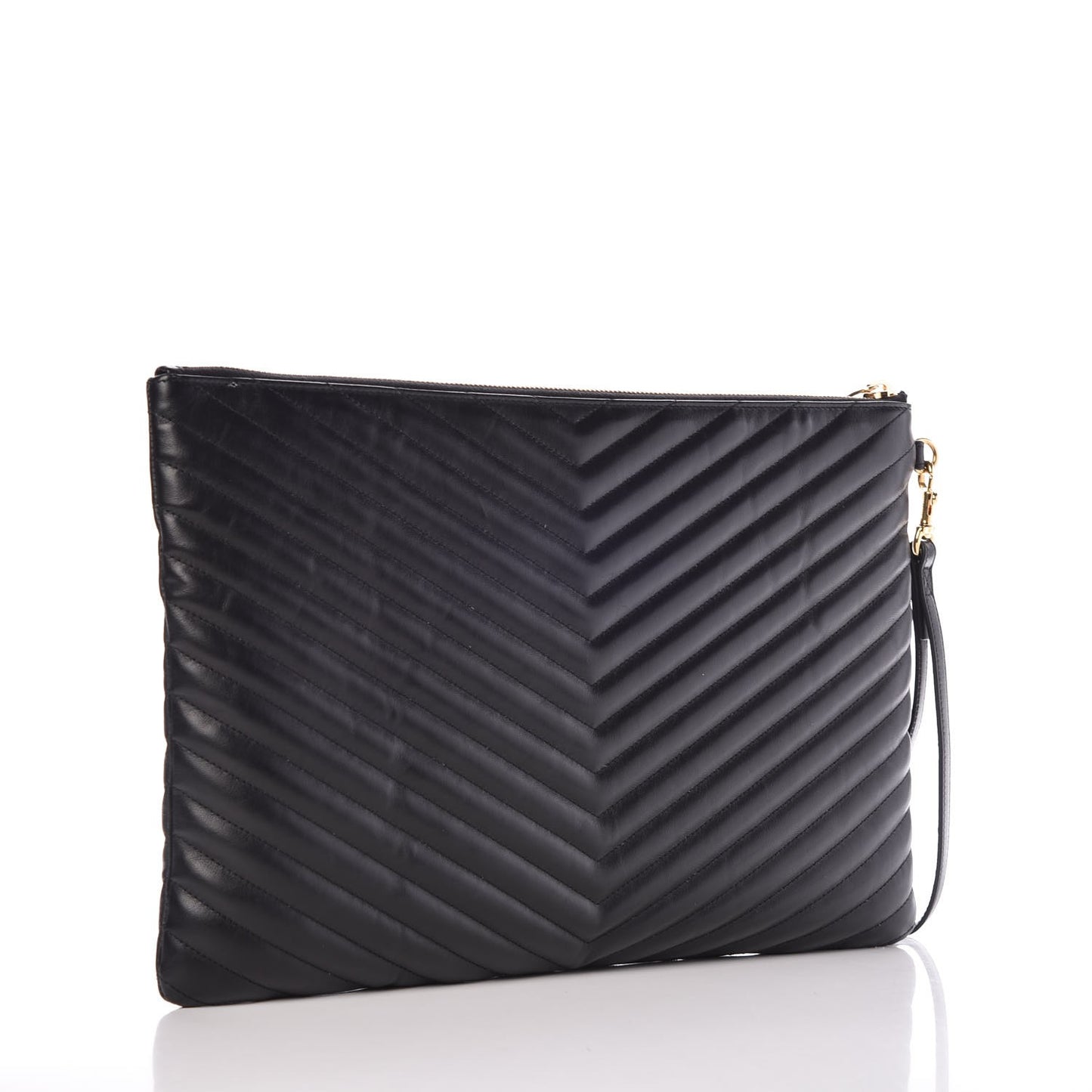Calfskin Matelasse Chevron Monogram Document Holder Black