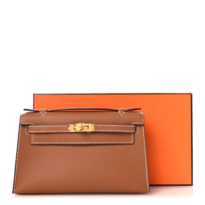 Hermes Swift Kelly Pochette Clutch Gold 12 of 12