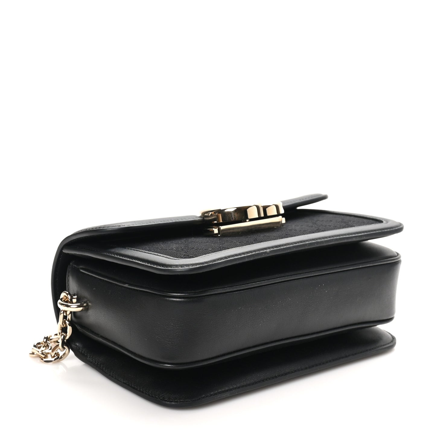 Crepe Wool Silk GG Monogram Go Small Shoulder Bag Black