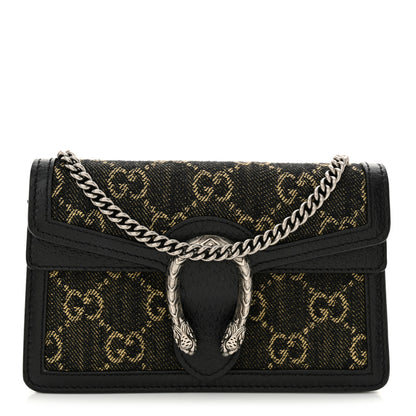 Gucci Jacquard Black Denim GG Monogram Super Mini Dionysus Shoulder Bag Black Ivory 1 of 10