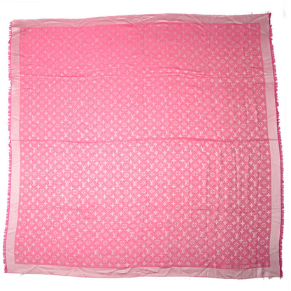 Louis Vuitton Wool Silk Monogram Denim Shawl Pivoine 3 of 5