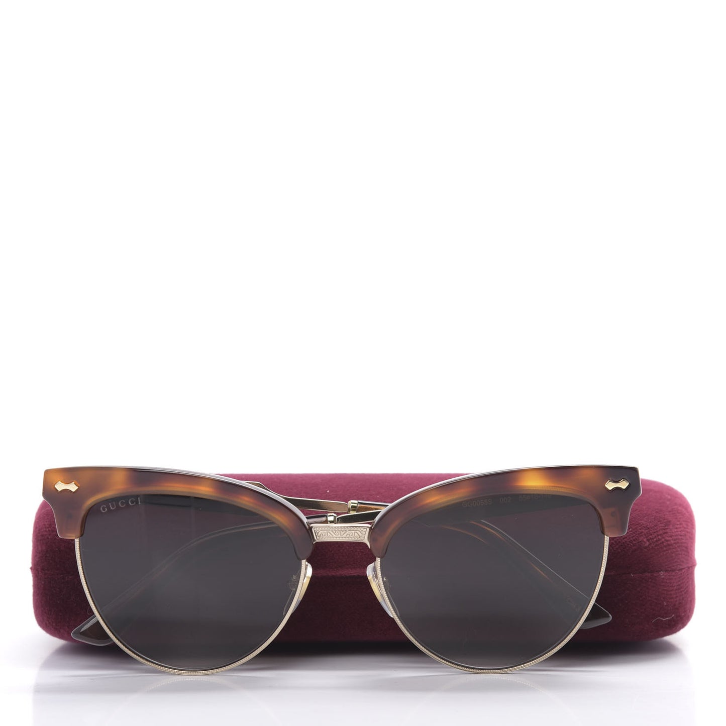 Acetate Damascato Cat Eye Sunglasses GG0055S Tortoise Gold