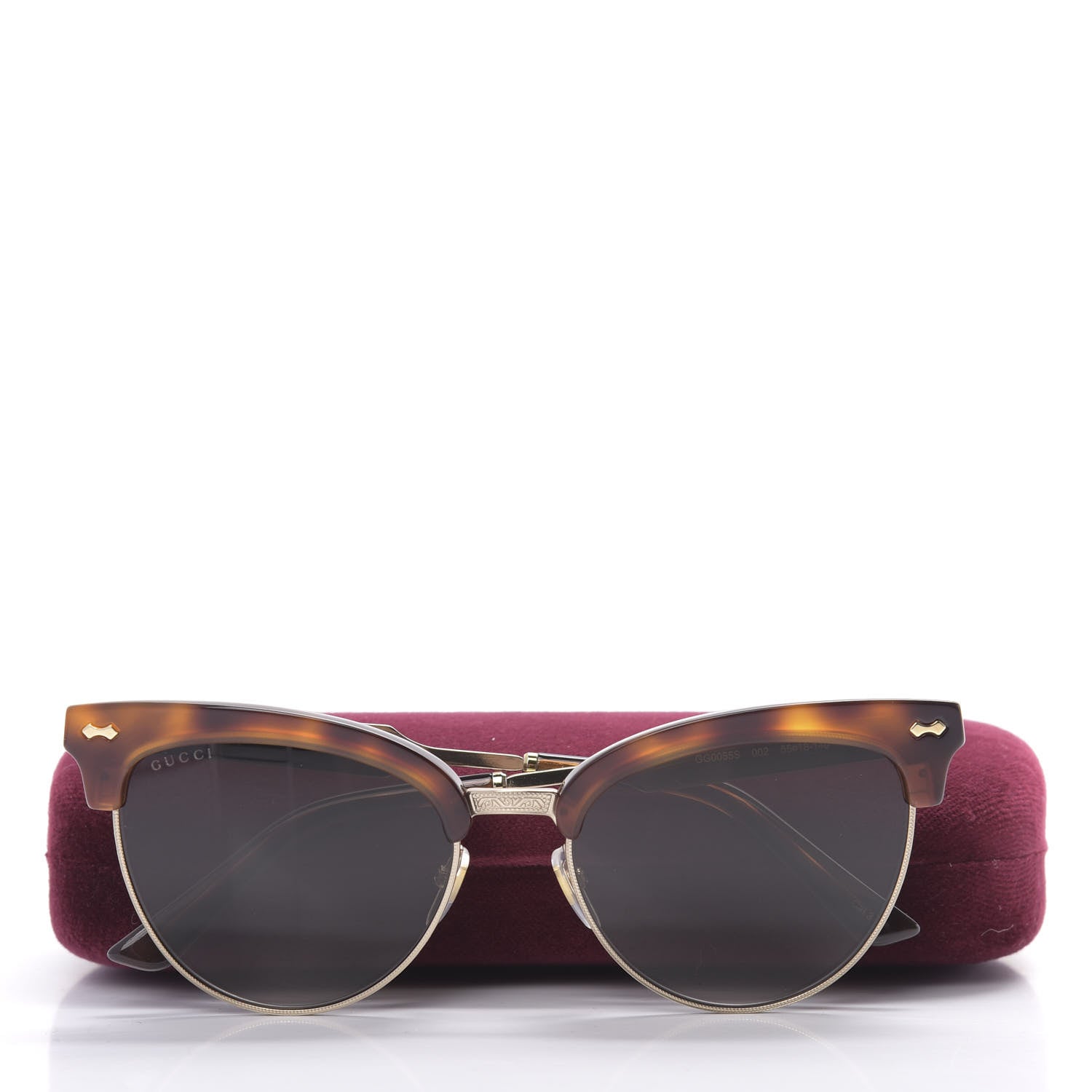 Gucci Acetate Damascato Cat Eye Sunglasses GG0055S Tortoise Gold 8 of 8