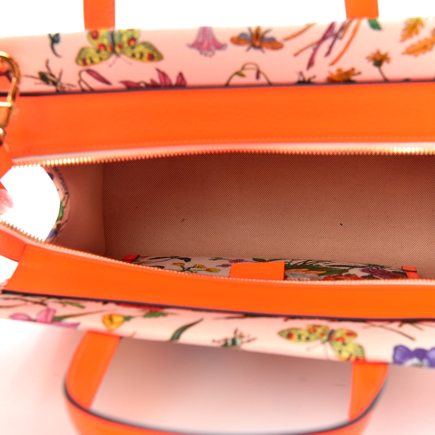 Canvas Medium Flora Tote White Multicolor Orange Fluo