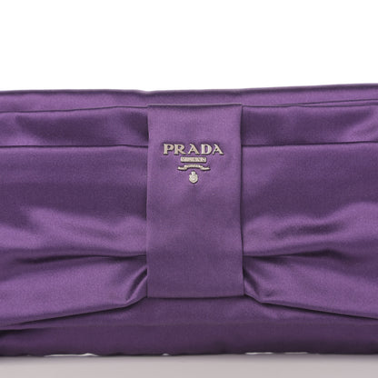 Prada Satin Rasso Bow Pochette Clutch Viola 9 of 9