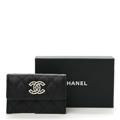 Chanel Caviar Quilted Crystal CC Flap Card Holder Black 10 of 10