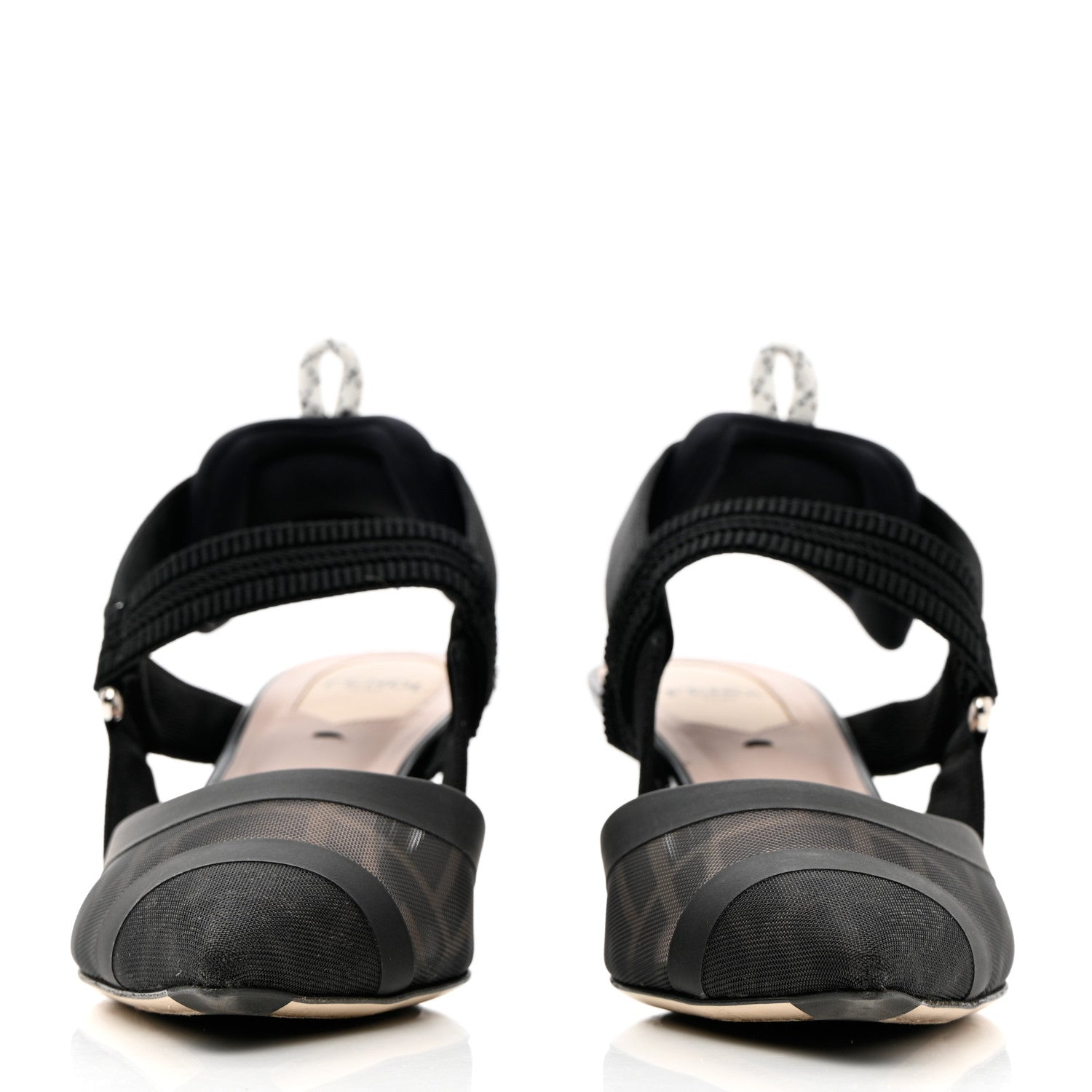 Fendi Technical Mesh FF Colibri Slingback Low-Heel Pumps 37.5 Black 2 of 13