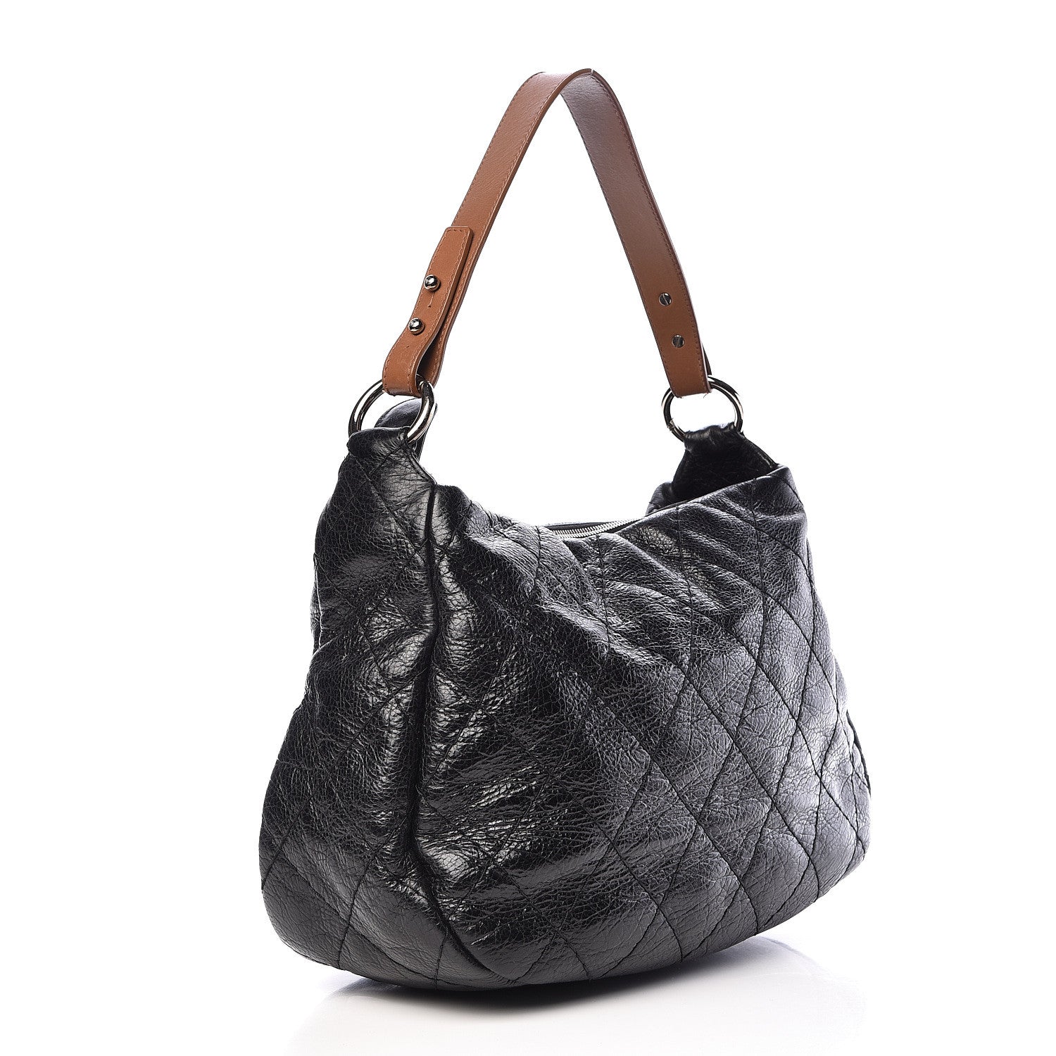 Chanel Glazed Calfskin On The Road Hobo Black 3 of 10